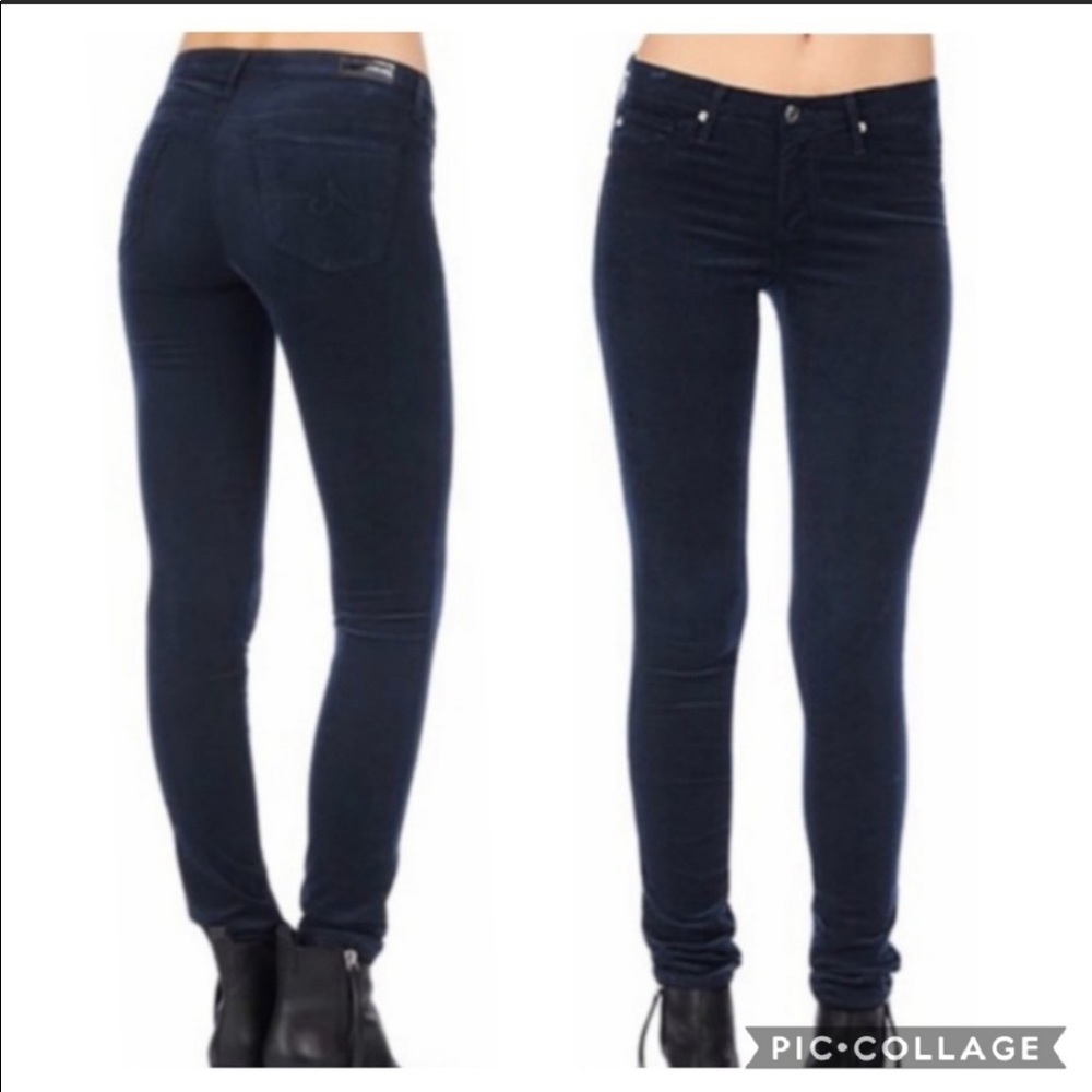 AG Dark Turquoise velvet Premiere Skinny Straight Adriano Goldschmied